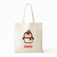 Cute pinguin canvas tas