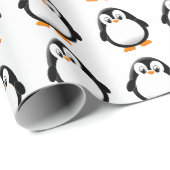 Cute Pinguïn Cartoon Aangepaste Winter Wit Cadeaupapier (Rol Hoek)