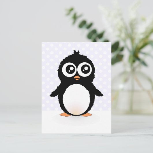 Cute pinguin cartoon briefkaart (Staand voorkant)