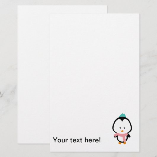 Cute pinguin cartoon briefpapier (Voorkant / Achterkant)