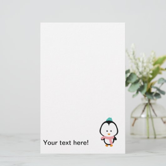 Cute pinguin cartoon briefpapier (Staand voorkant)