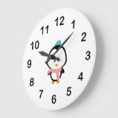 Cute pinguin cartoon grote klok (Hoek)