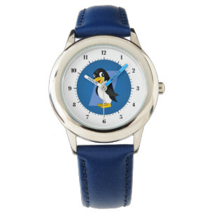 Cute pinguin cartoon horloge