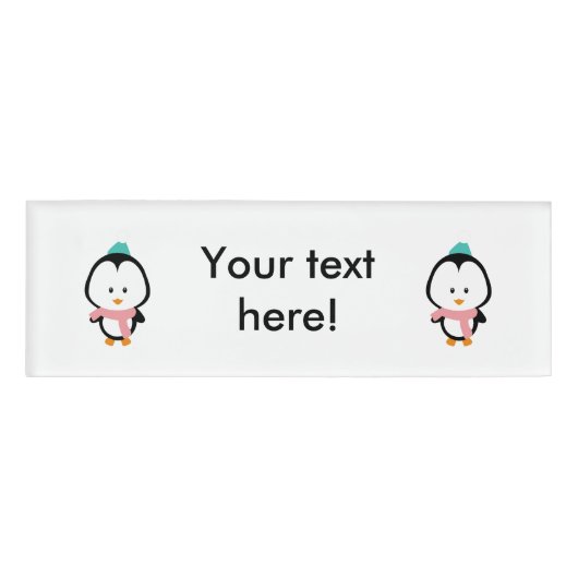 Cute pinguin cartoon naambadge (Voorkant)