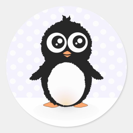 Cute pinguin cartoon ronde sticker (Voorkant)