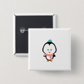 Cute pinguin cartoon vierkante button 5,1 cm (Voorkant /achterkant)