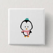 Cute pinguin cartoon vierkante button 5,1 cm (Voorkant)