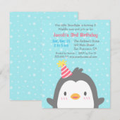 Cute Pinguïn December Verjaardagsfeest Uitnodiging (Voorkant / Achterkant)