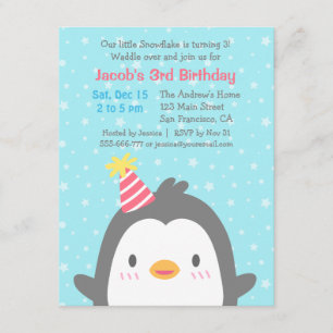 Cute Pinguïn December Verjaardagsfeest Uitnodiging