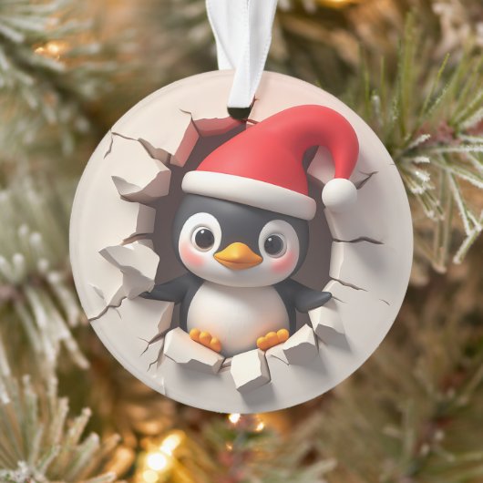 Cute Pinguïn Dubbelzijdige Kerstversiering Ornament (Boom)