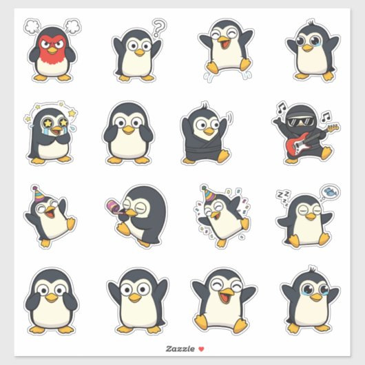 Cute Pinguïn Emoji Sticker Pack (Vel)