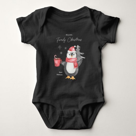 Cute Pinguïn Familie Kerst Matching Romper (Voorkant)