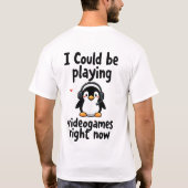 Cute Pinguïn Gamet Videogames T-Shirt (Achterkant)