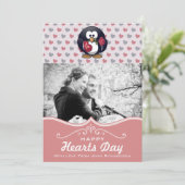Cute Pinguïn Harten | Aangepaste Foto Valentijnsda Kaart (Staand voorkant)