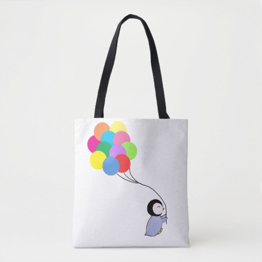 Cute pinguin houdballonnen canvas tas (Voorkant)