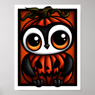 Cute Pinguïn Jack-o'-Lantern Halloween Kostuum Poster
