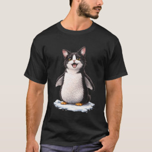 Cute Pinguïn Kat Hybride Grappig Dier Meme Lange M T-shirt