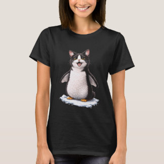 Cute Pinguïn Kat Hybride Grappig Dier Meme T-shirt