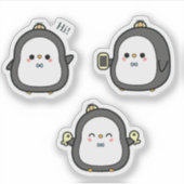 Cute Pinguïn Kawaii Sticker Set (Voorkant)