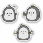 Cute Pinguïn Kawaii Sticker Set (Voorkant)