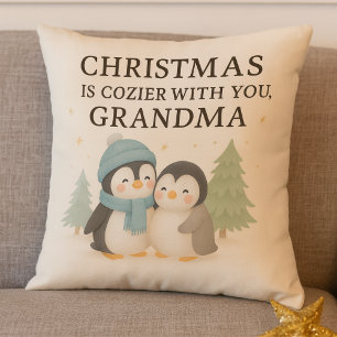 Cute Pinguïn Kerstkussen voor Oma – Cadeau Kussen