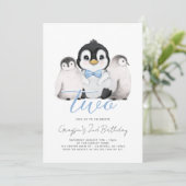 Cute Pinguïn Kinderen 2e Verjaardag Kaart (Staand voorkant)