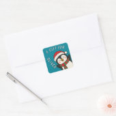 Cute Pinguïn Kinderen Naam Kerstcadeau Vierkante Sticker (Envelop)