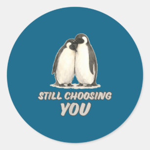 Cute pinguïn koppel kiest nog steeds jou kunst ronde sticker