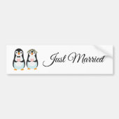 Cute Pinguïn Koppel Net Getrouwd Bumper Sticker (Voorkant)