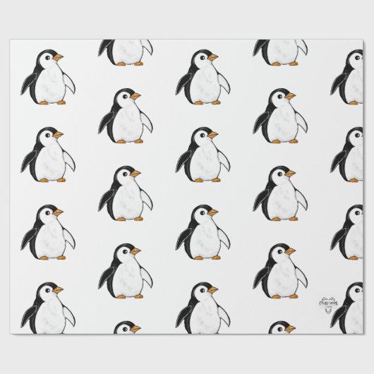 Cute Pinguïn Lief Ontwerp Cadeaupapier (Vlak)