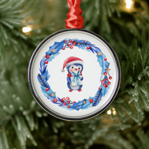 Cute pinguin metalen ornament