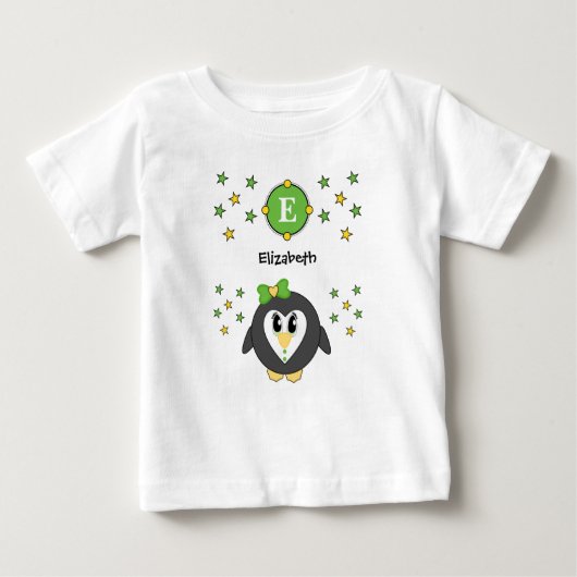 Cute pinguin name sterren geel groen (Voorkant)