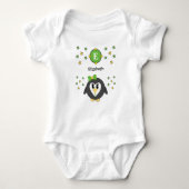 Cute pinguin name sterren geel groen romper (Voorkant)