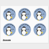 Cute pinguïn op blauwe boeknaamplaat sticker (Vel)