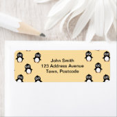 Cute pinguin patroon - gouden geel etiket (Insitu)