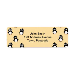 Cute pinguin patroon - gouden geel etiket