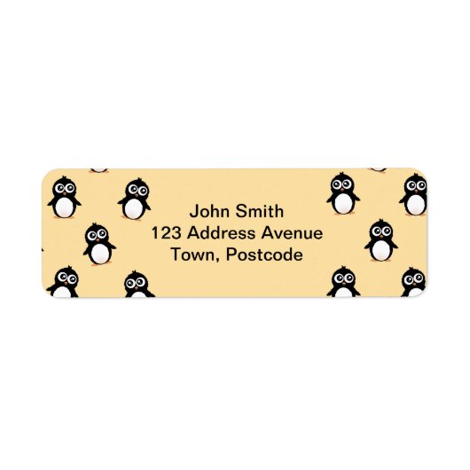 Cute pinguin patroon - gouden geel etiket (Voorkant)