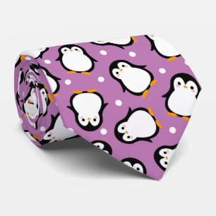 Cute pinguïn patroon Paars patroon Stropdas
