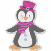 Cute pinguin, pinguïn met Pet, pinguïn met scarf Sticker (Voorkant)