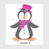 Cute pinguin, pinguïn met Pet, pinguïn met scarf Sticker (Vel)
