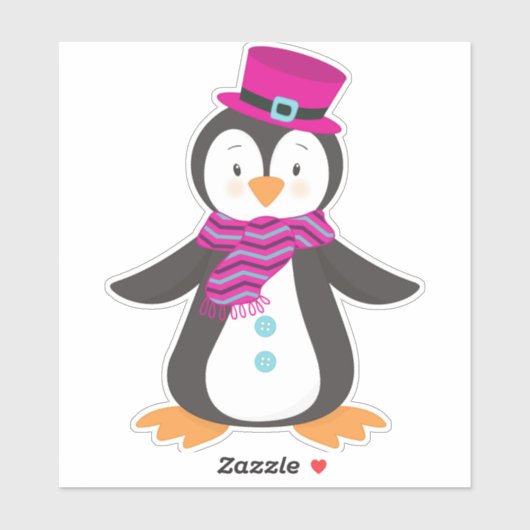 Cute pinguin, pinguïn met Pet, pinguïn met scarf Sticker (Vel)