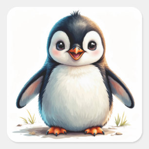 Cute Pinguïn Portret Voor Pinguïn Liefhebbers Vierkante Sticker