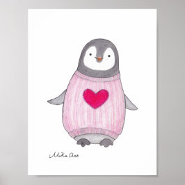 Cute Pinguïn Poster Pinguïn Schilderij Kinderkamer