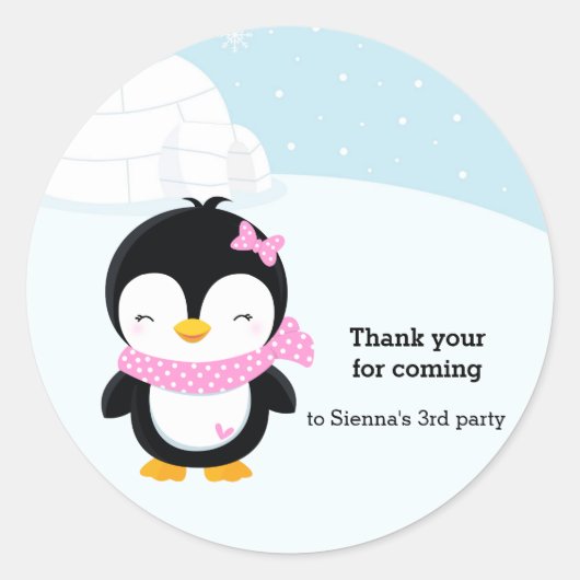 Cute pinguin ronde sticker (Voorkant)