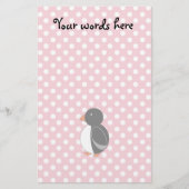 Cute pinguin roze poka dots briefpapier (Voorkant)