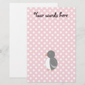 Cute pinguin roze poka dots briefpapier (Voorkant / Achterkant)