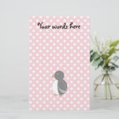 Cute pinguin roze poka dots briefpapier (Staand voorkant)