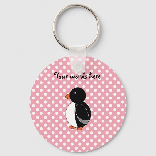 Cute pinguin roze poka dots sleutelhanger (Voorkant)