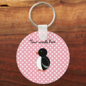 Cute pinguin roze poka dots sleutelhanger (Voorkant)