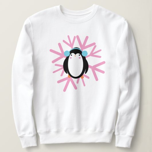 Cute Pinguïn Sneeuwvlok Kerstmis Winter Trui (Design voorkant)